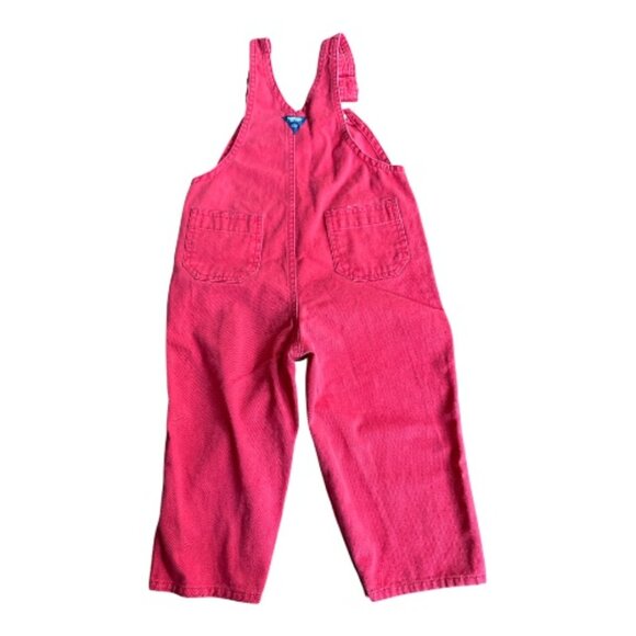 VINTAGE OshKosh B'Gosh RED BIB VESTBACK 100% COTTON OVERALLS SIZE 24 MONTHS - Picture 2 of 7